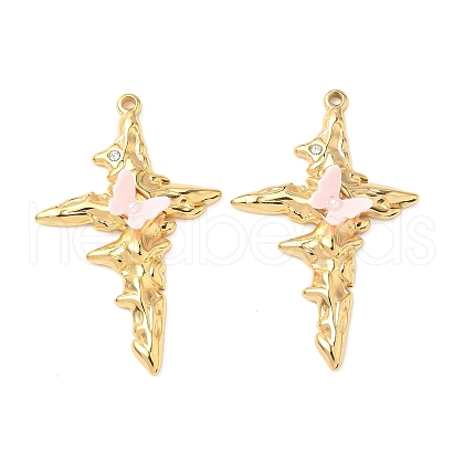 304 Stainless Steel Resin Pendants STAS-C134-38G-1