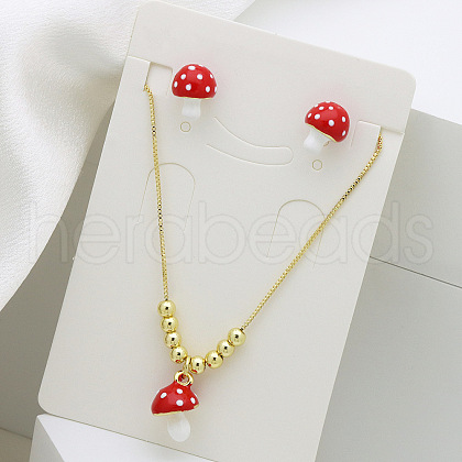 Alloy Enamel Pendant Necklaces & Stud Earrings Sets FS-WGCD19A-02-1
