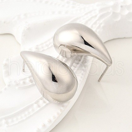 Rack Plating Brass Twist Teardrop Stud Earrings for Women X-EJEW-K247-02P-1