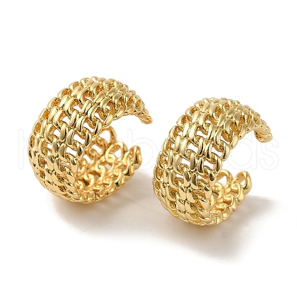 Rack Plating Curb Chain Brass Cuff Earrings for Women EJEW-P272-10G-1