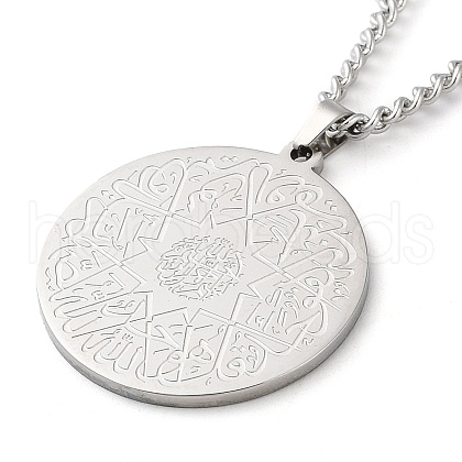 Non-Tarnish 304 Stainlessa Steel Curb Chain Pendant Necklaces NJEW-H034-08P-1