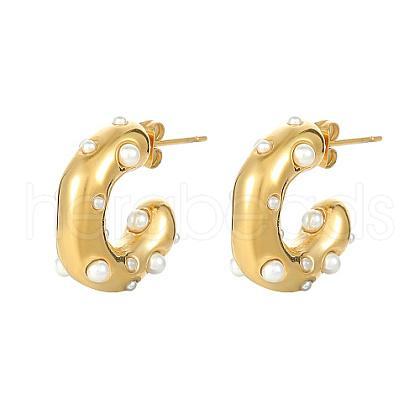 304 Stainless Steel C Shaped Stud Earrings HH9733-1-1