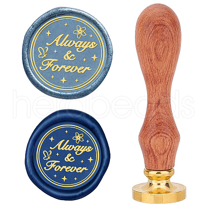 Brass Wax Seal Stamps with Wood Handle AJEW-WH0412-0114-1