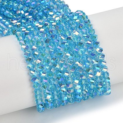 Electroplate Glass Beads Strands GLAA-Q105-04G-1