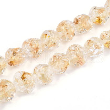Handmade Gold Foil Glass Beads Strands FOIL-N029-04A-1