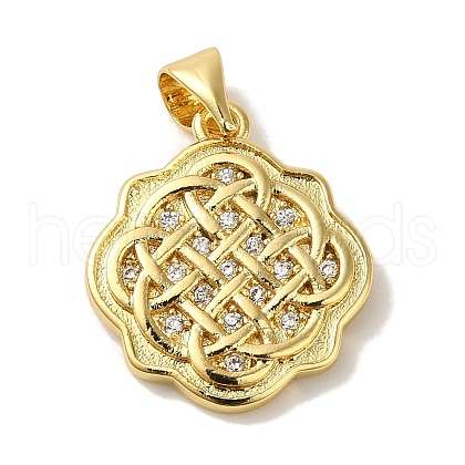 Rack Plating Brass Micro Pave Clear Cubic Zirconia Pendants KK-P267-07G-1
