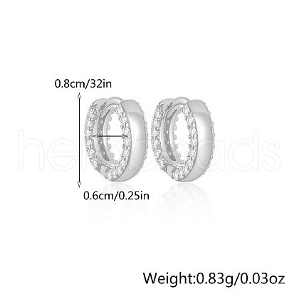 S925 Sterling Silver Micro Pave Clear Cubic Zirconia Hoop Earrings VX5452-2-1
