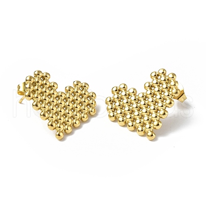 Ion Plating(IP) 304 Stainless Steel Heart Stud Earrings for Women STAS-B034-17G-1
