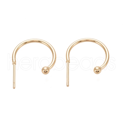 304 Stainless Steel C-shaped Hoop Circle Ball Stud Earrings STAS-K204-04G-1