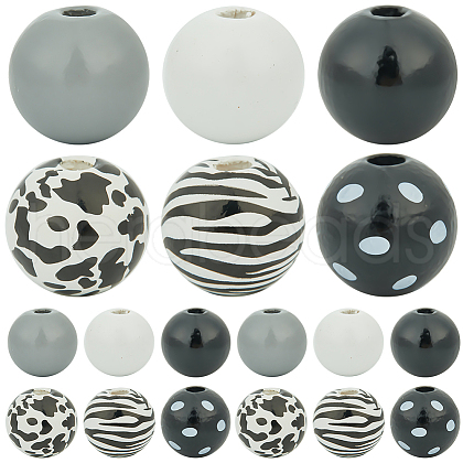 SOFPLATE 6 Styles Painted Natural Wood Beads WOOD-SP0001-10-1