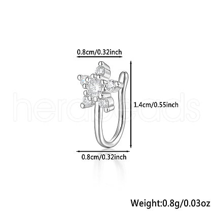 925 Sterling Silver Pave Clear Cubic Zirconia Nose Rings IM7825-4-1