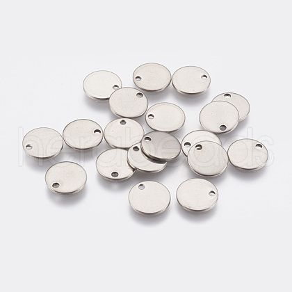 Tarnish Resistant Original Color Stamping Blank Tag Charms 304 Stainless Steel Flat Round Pendants X-STAS-Q056-10mm-1