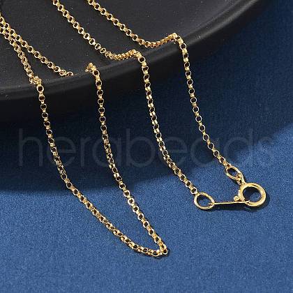Brass Rolo Chain Necklaces for Women Men NJEW-Z068-09G-1