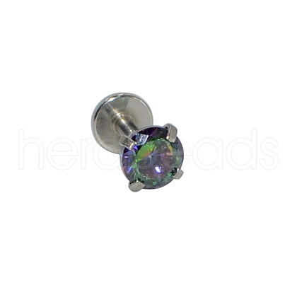 304 Stainless Steel Colorful Synthetic Opal Internally Threaded Labrets For Women Men WGF4990-38-1