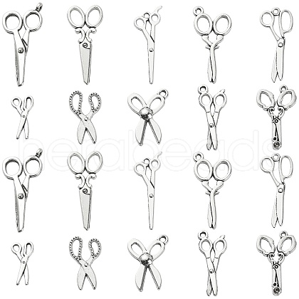 100Pcs 10 Styles Tibetan Style Alloy Pendants TIBEP-CJ0002-36-1