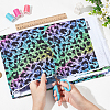 Leopard Print Rainbow Pattern Polycotton Fabric DIY-WH0028-18C-3