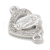 Rack Plating Brass Micro Pave Clear Cubic Zirconia Religion Heart Virgin Mary Connector Charms KK-L224-099P-04-2