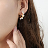 304 Stainless Steel Plastic Imitation Pearl C-Shaped Stud Earrings FS-WGC87D0-01-1