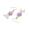 Shell Pearl Beads & Glass Seed Dangle Earrings EJEW-MZ00310-05-4