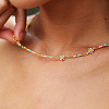 Bohemian Beach Vacation Brass Enamel Sunflower Handmade Link Chain Necklaces Women's Date Gift HM4276-5