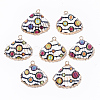 Electroplate Printed Natural Scallop Shell Pendants X-SSHEL-R047-04-A05-2