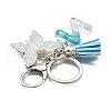 26Pcs Transparent Epoxy Resin & Transparent Acrylic & Faux Suede Tassel Keychain KEYC-JKC01202-26-4