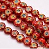 Handmade Millefiori Glass Flat Round Bead Strands LK-P011-02-1