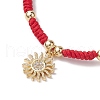 Golden Tone Sun Brass Micro Pave Clear Cubic Zirconia Charm Bracelets BJEW-JB10599-3
