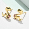 Snake Brass Micro Pave Cubic Zirconin Stud Earrings EJEW-D318-11G-2