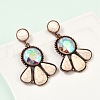 Alloy Synthetic Turquoise Dangle Stud Earrings EJEW-U053-04A-R-3