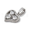 Ion Plating(IP) 304 Stainless Steel Micro Pave Cubic Zirconia Pendants STAS-Z107-04P-06-2