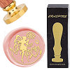 Brass Wax Seal Stamps with Wood Handle AJEW-WH0412-0160-1