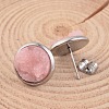 Flat Round 304 Stainless Steel Druzy Resin Ear Studs X-EJEW-JE01964-3