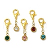 5Pcs 5 Colors 201 Stainless Steel Rhinestone Pendant Decorations HJEW-JM01763-S-1