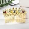 Leaf Gemstone Chips Hair Combs PW-WG12843-14-1