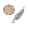 3Pcs 3 Styles Natural Green Aventurine Pointed Copper Wire Wrapped Faceted Bullet Big Pendants PALLOY-JF03572-02-2