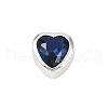 925 Sterling Silver Cubic Zirconia Heart Beads STER-F060-03S-02-1
