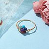 Flower Natural Gemstone Finger Rings RJEW-JR00713-02-2