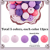 SOFPLATE 60Pcs 2 Styles Round Silicone Focal Beads with Fluorescence Acrylic Beads SIL-SP0001-01C-2
