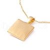 Ion Plating(IP) 304 Stainless Steel Square with Shell Pendant Necklace for Women NJEW-F292-06G-3