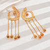 Elegant Stainless Steel Geometric Leaf Tassel Stud Earrings AC8840-3
