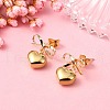 Brass Bowknot with 304 Stainless Steel Heart Dangle Stud Dangle Earrings EJEW-TA00328-2