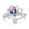 Synthetic Tourmaline Lotus Open Cuff Ring with Cubic Zirconia JR974A-1