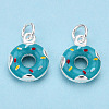 925 Sterling Silver Enamel Charms STER-T004-02S-1