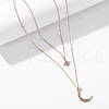 Double-Layer Alloy Crystal Rhinestone Moon Star Pendant Necklaces WG81F5F-01-4