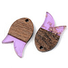 Transparent Resin & Walnut Wood Pendants RESI-S389-060B-B01-2