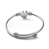 Tarnish Resistant 304 Stainless Steel Cuff Bangle with 201 Stainless Steel Heart Beaded BJEW-Z014-01P-2
