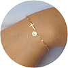 Brass Flat Round with Letter Pattern Charm Bracelets FS-WG462DF-13-1