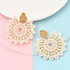 304 Stainless Steel & Bohemian Beaded Flower Dangle Stud Earrings for Women EJEW-R001-04B-5