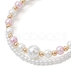 Glass Pearl Round Beaded Multi-strand Bracelets BJEW-JB11918-03-3